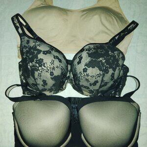 LOT OF 3 WOMENS BRAS LINED UNDERWIRE BALCONETTE AVIA CACIQUE TORRID SIZE 40DDD